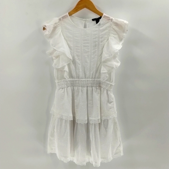 Forever 21 Dresses & Skirts - Forever 21 white dress XS swiss dot lace tiered two button back closure ruffles